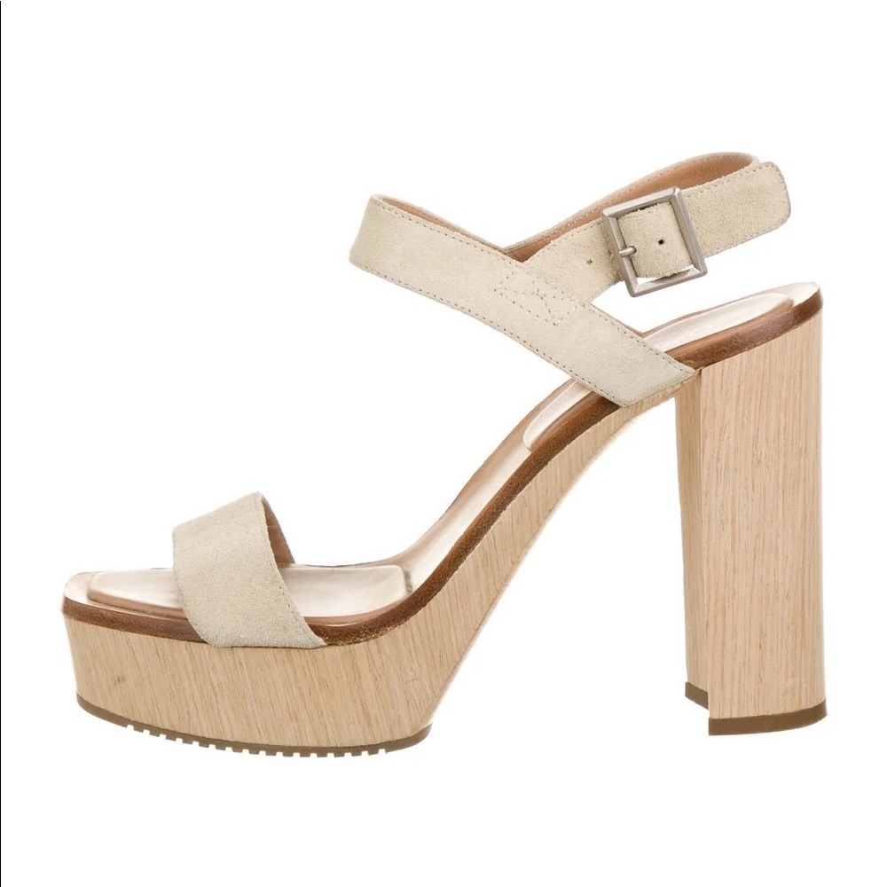 Calvin Klein Collection Fauna Bis Suede Cream Platform Sandals
